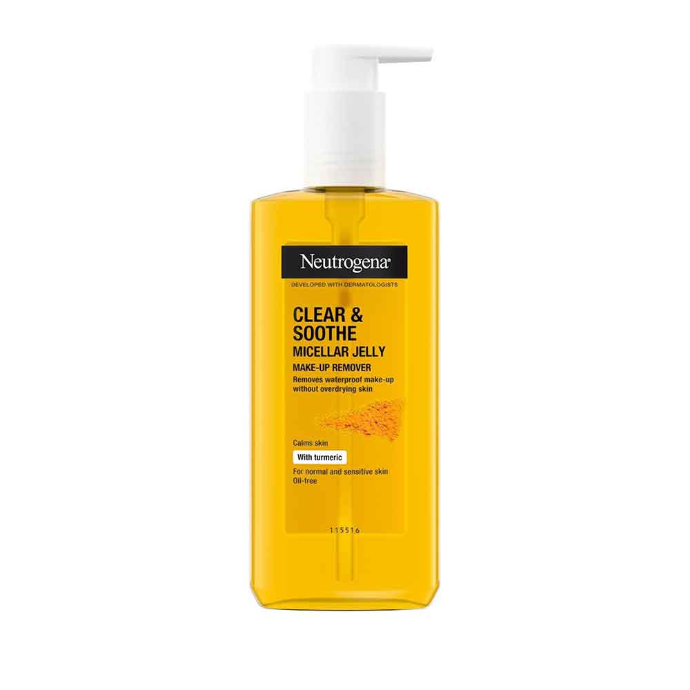 میسلار ژلی آرایش پاک کن نوتروژینا مدل Clear & Soothe حاوی زردچوبه